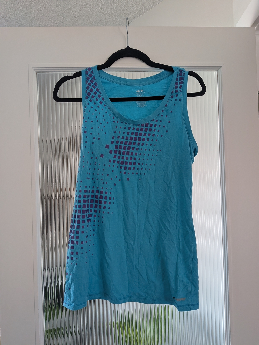Athletic Works Turquoise Tank Top with Purple Print